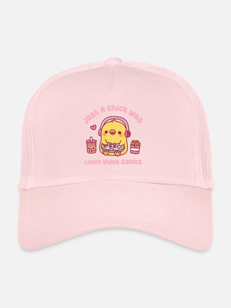 Mignon Gamer Chick Juste un poussin qui aime les jeux vidéo - Casquette trucker  - rose pâle - Devant
