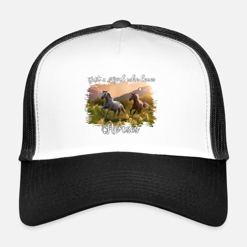 Amour Cheval Amour Illustration - Casquette trucker  - blanc/noir