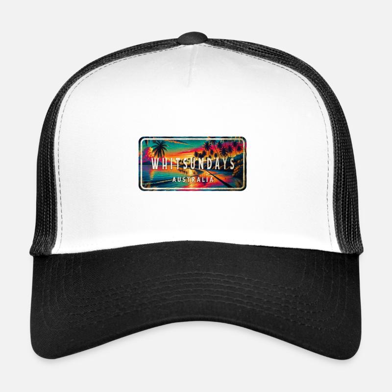 Whitsundays Australia Palm Tree signe Design Casquette trucker 