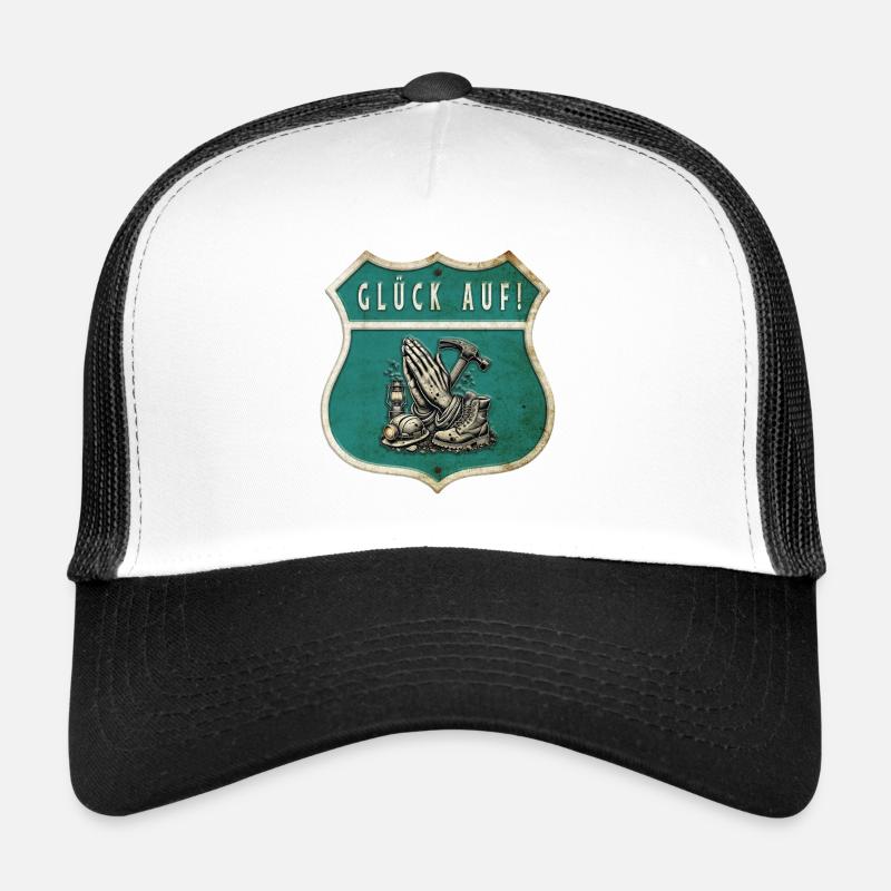 Bergbau – Glaube & Arbeit - Trucker Cap - Weiß/Schwarz