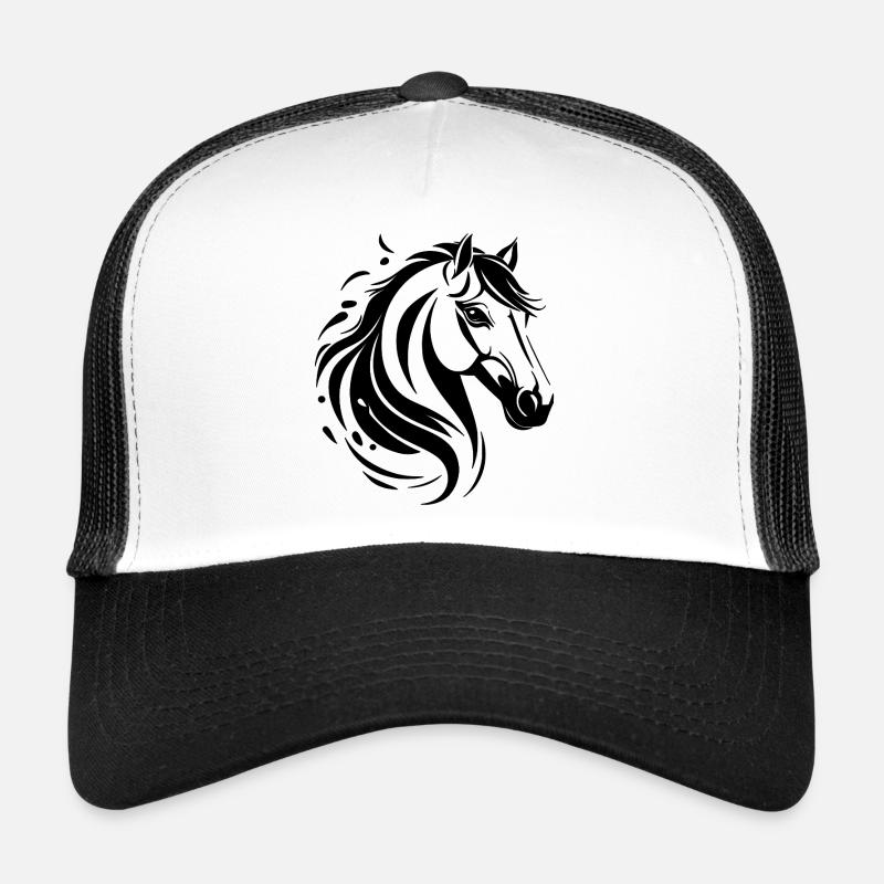 Motif cheval élégant en noir Casquette trucker 