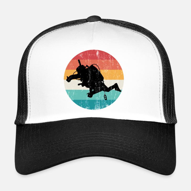 Retro Rainbow Diver Silhouette Trucker Cap