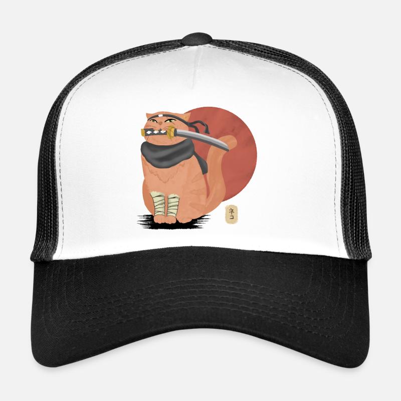 Chat samouraï avec Katana Casquette trucker 