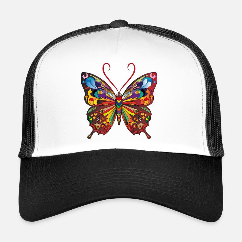 Der bunte Schmetterling - Trucker Cap - Weiß/Schwarz