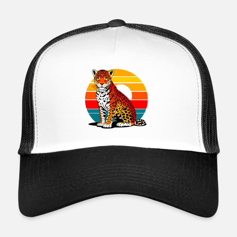 Jaguar am Strand - Trucker Cap - Weiß/Schwarz