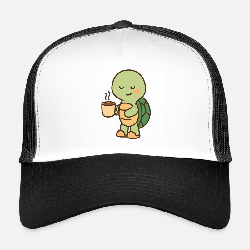 Turtle with a cup of coffee (left) Trucker Cap