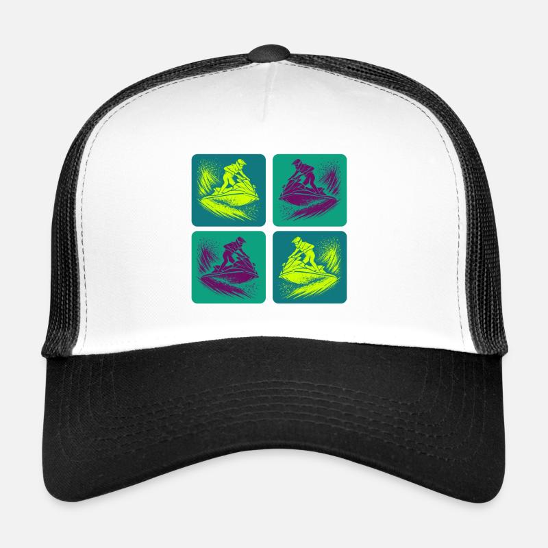 Jet Ski Splash Art – Neon Ride Casquette trucker 
