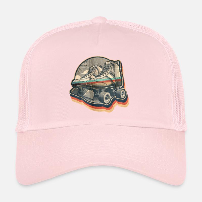 Vintage Summer Retro Disco Graphic Design Roller Skate Trucker Cap