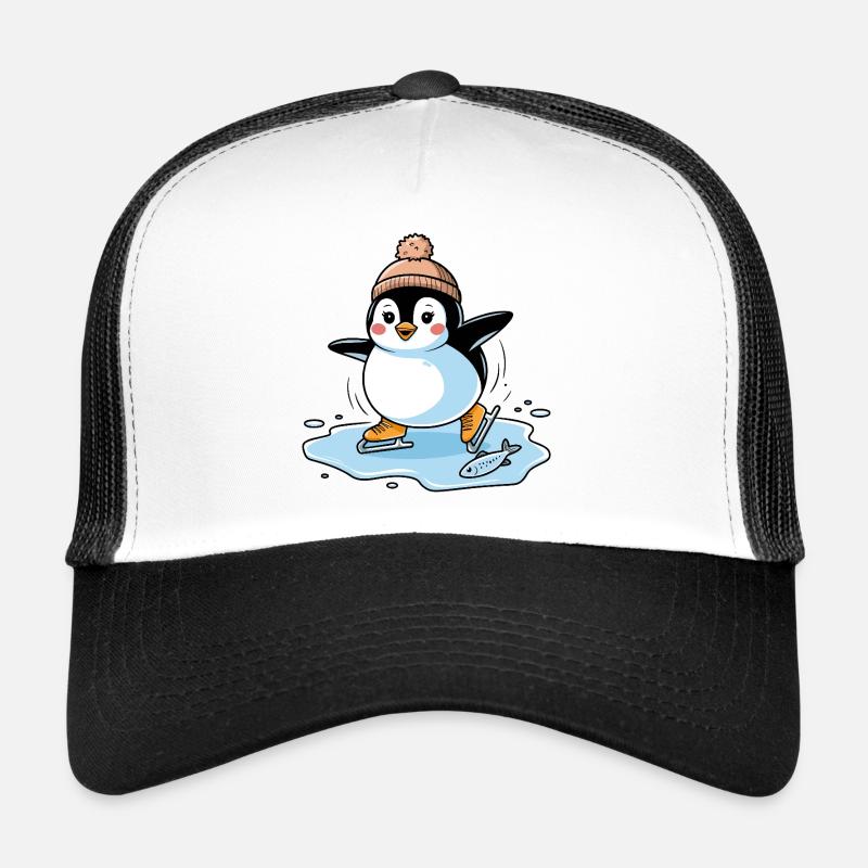 Schlittschuh-Pinguin - Trucker Cap - Weiß/Schwarz