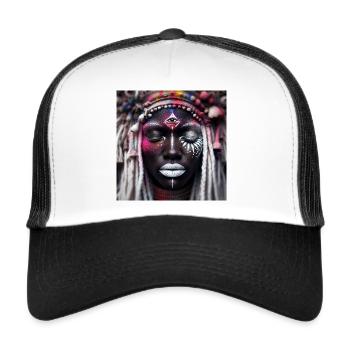 Divinité Africaine - Casquette trucker  - blanc/noir - Devant