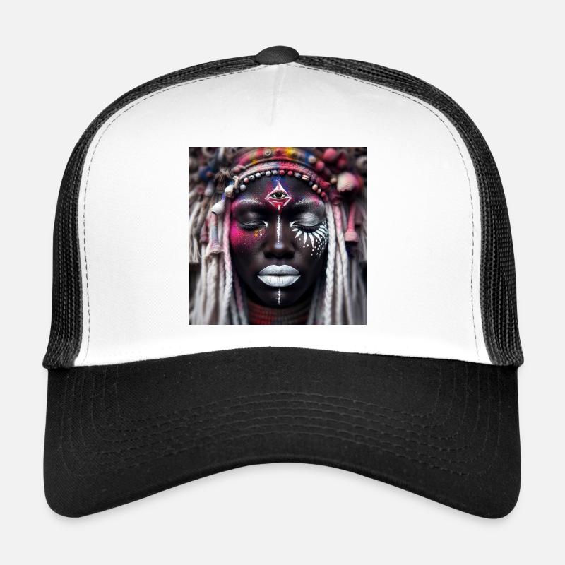 Divinité Africaine - Casquette trucker  - blanc/noir