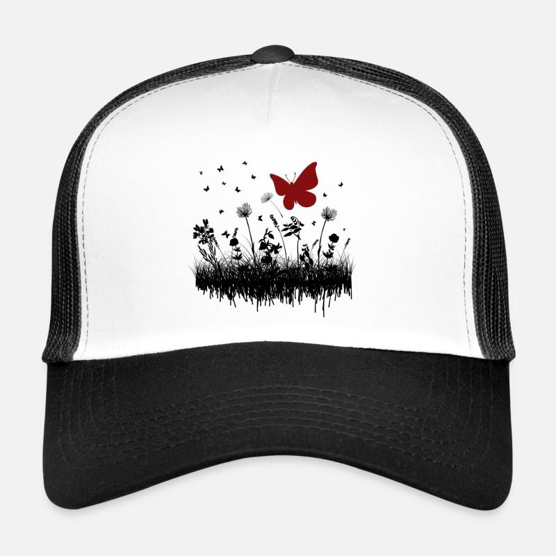 Dessin de papillon avec accent floral Casquette trucker 