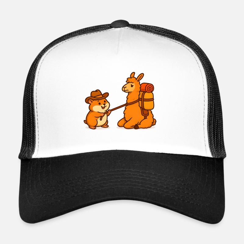 Widerspenstiges sitzendes Lama - Trucker Cap - Weiß/Schwarz