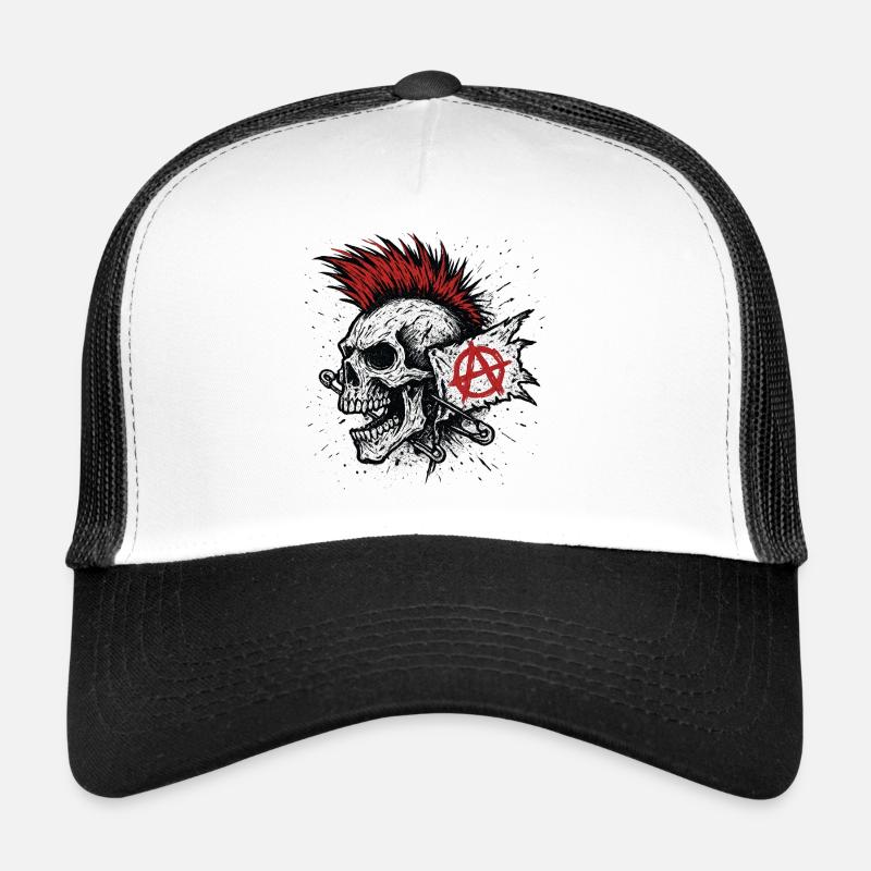 Punk Skull Rebellion - Trucker Cap - Weiß/Schwarz