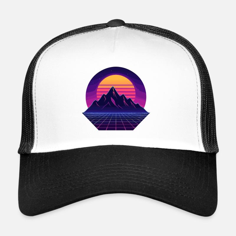 Neon Sunset Peaks - Trucker Cap - Weiß/Schwarz