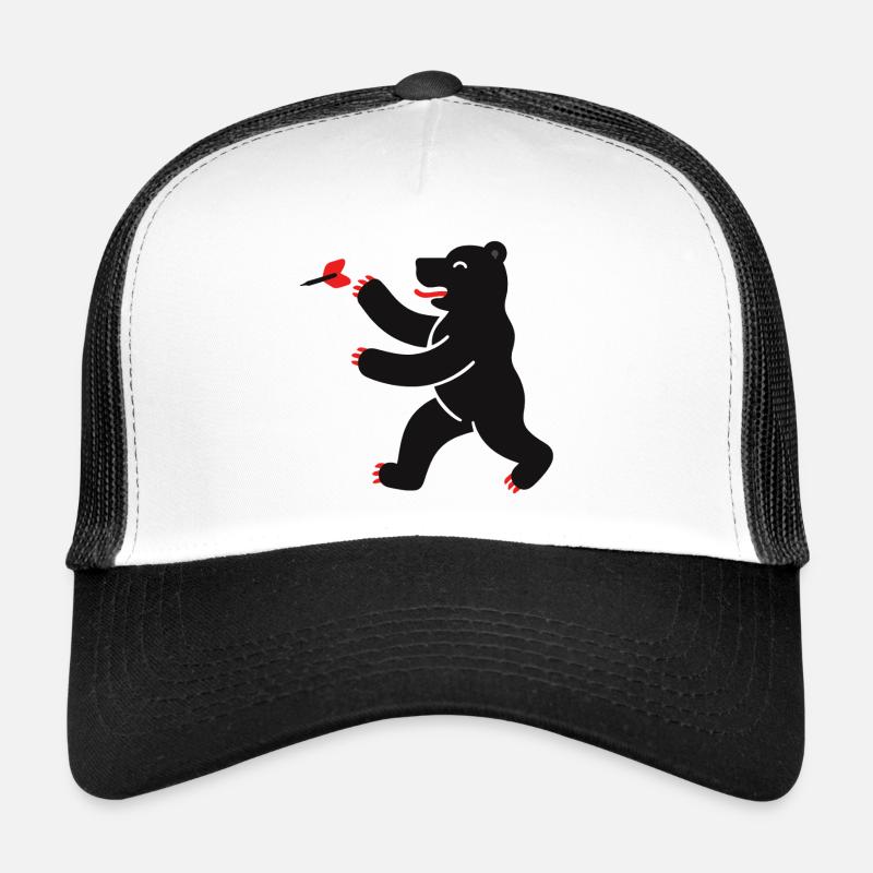 Bär beim Dart - Trucker Cap - Weiß/Schwarz