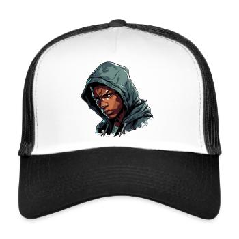 Boxer in training before the fight in the ring - Trucker Cap - white/black - Front