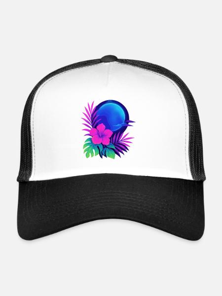 Neon Tropic Moon - Trucker Cap - white/black - Front