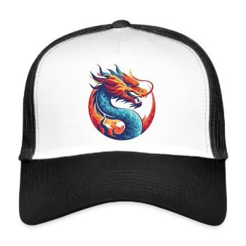 dragon chinese asian long mythology - Trucker Cap - white/black - Front