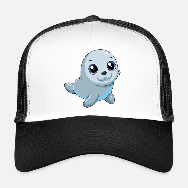 Bébé phoque aux grands yeux brillants Casquette trucker 