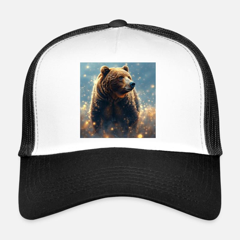Krafttier Braunbär - Trucker Cap - Weiß/Schwarz