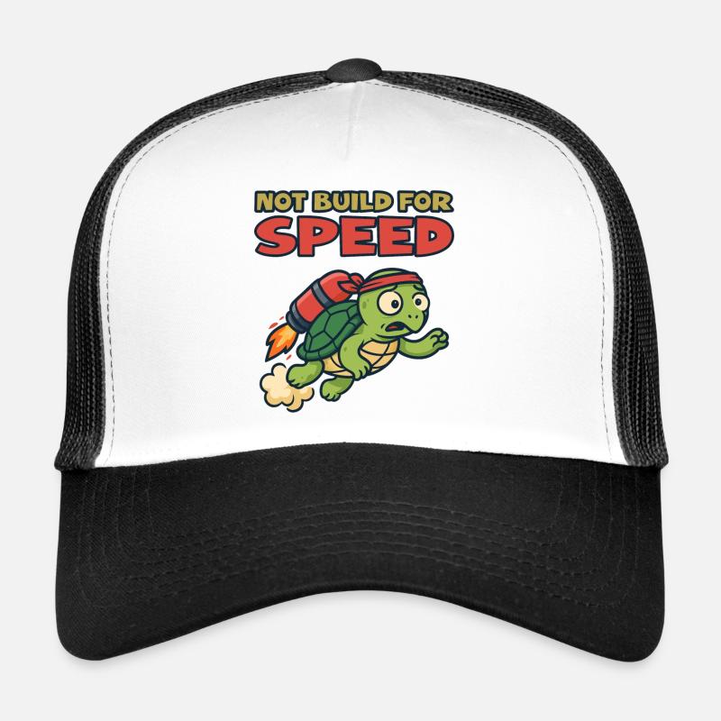 Turtle mit Rakete: Nicht für Geschwindigkeit gebaut - Trucker Cap - Weiß/Schwarz