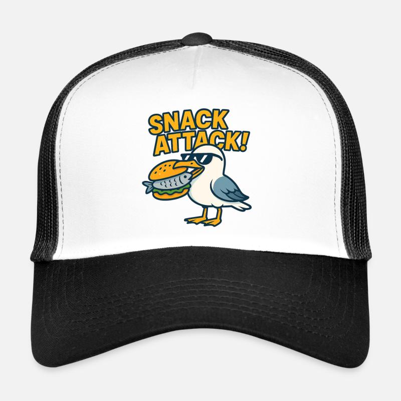 Lustige Möwe mit Sandwich - Trucker Cap - Weiß/Schwarz