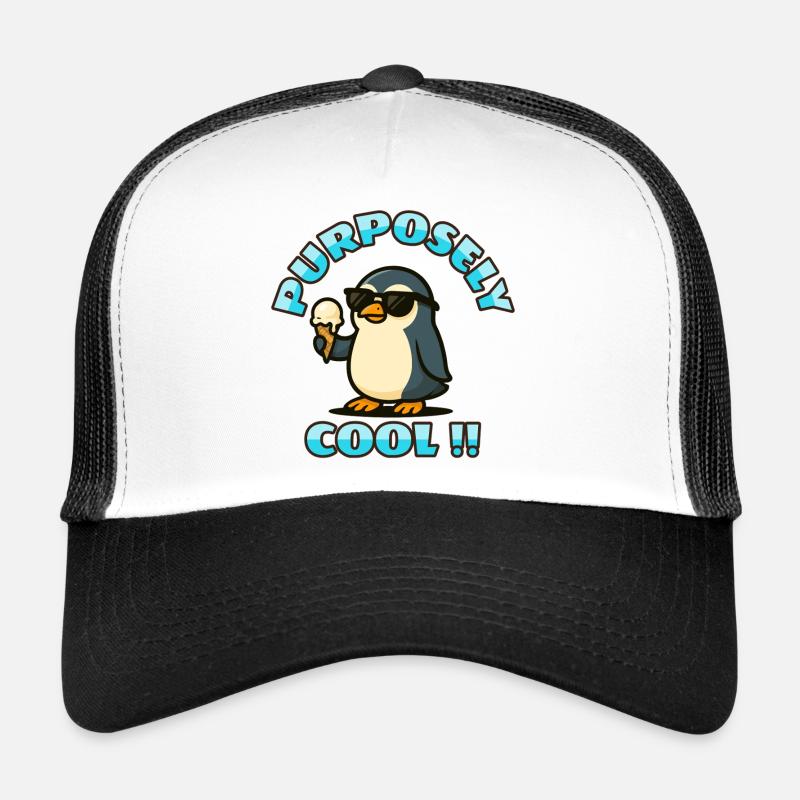 Cooler Pinguin mit Eis - Trucker Cap - Weiß/Schwarz