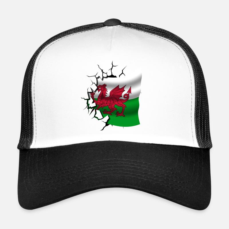 Drapeau du Pays de Galles - Gallois - Drapeau Broken Design Casquette trucker 
