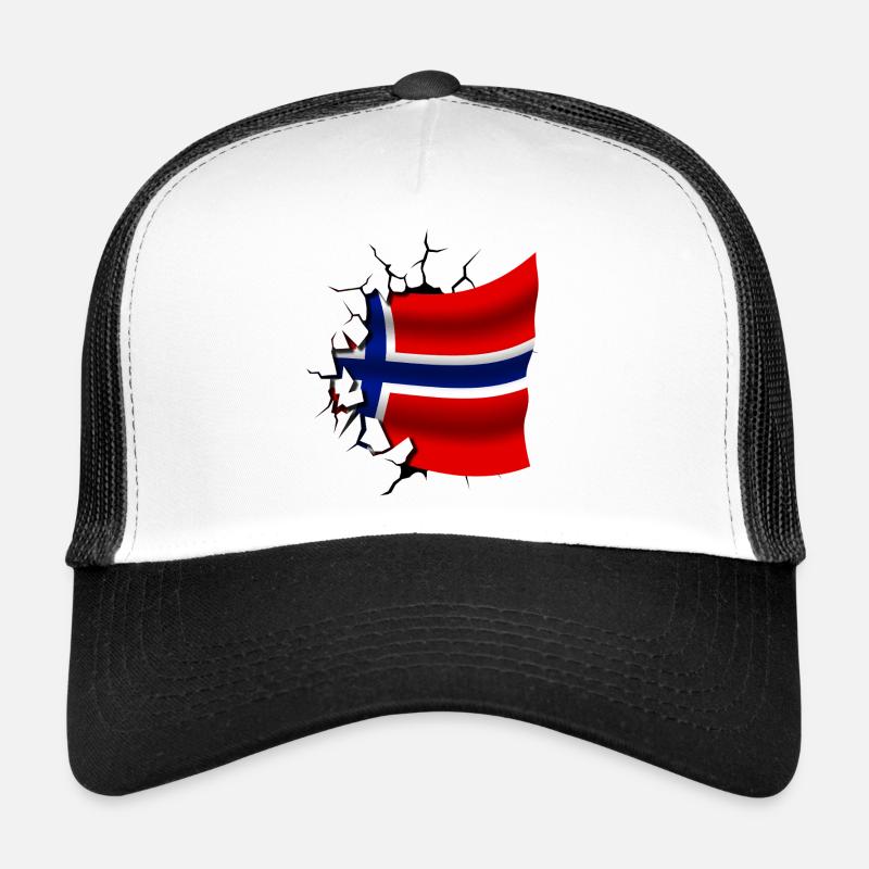 Flagge von Norwegen - Norwegen - Flagge Broken Design Trucker Cap
