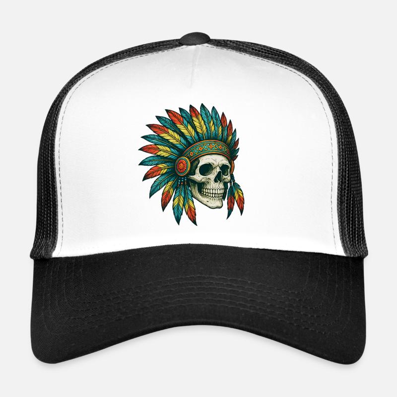 Native Tribal Skull Illustration Trucker Cap