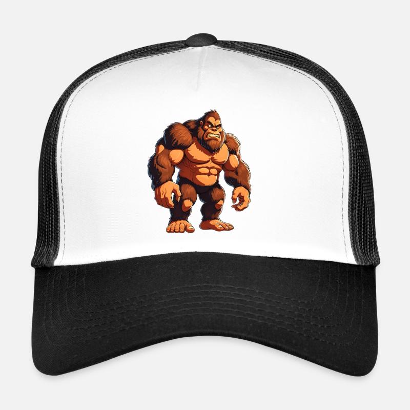 Illustration de guerrier gorille féroce - Casquette trucker  - blanc/noir