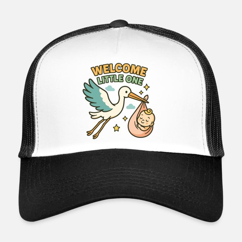 Bénédiction de bébé cigogne - La cigogne apporte bébé - Casquette trucker  - blanc/noir