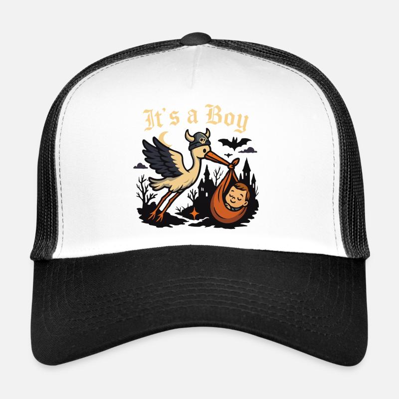 Cigogne gothique avec bébé – « It’s a Boy » Casquette trucker 