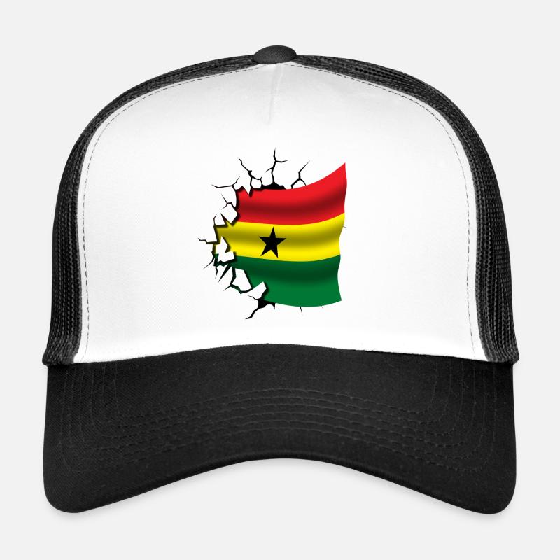 Drapeau du Ghana - Ghana - Drapeau Broken Design Casquette trucker 