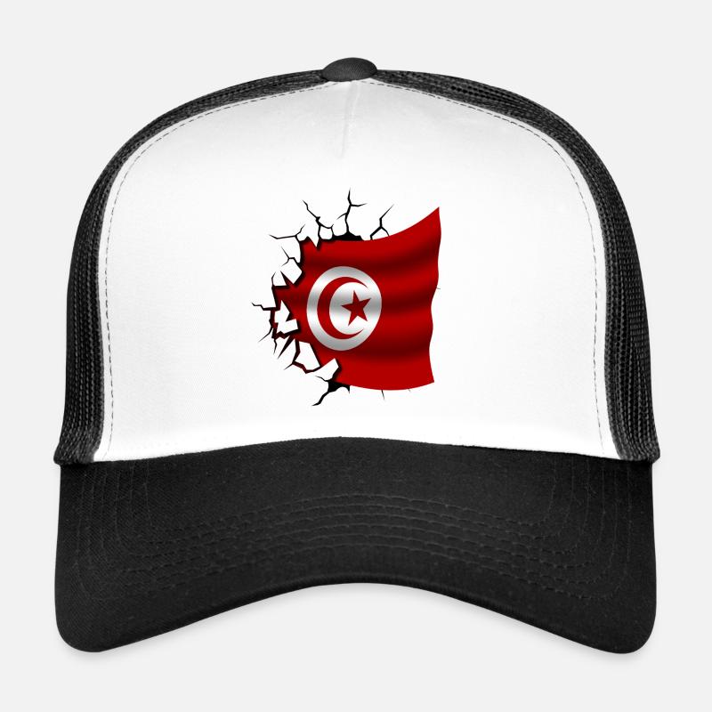 Drapeau de la Tunisie - Tunisie - Drapeau Broken Design Casquette trucker 