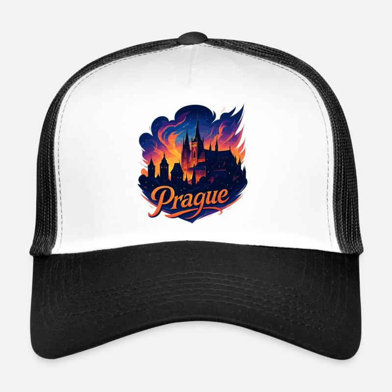 Prague Capitale République tchèque Silhouette Cadeau Casquette trucker 