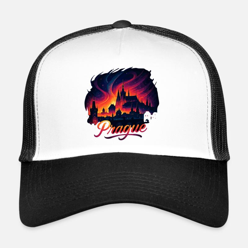 Prague Capitale République tchèque Silhouette Cadeau Casquette trucker 