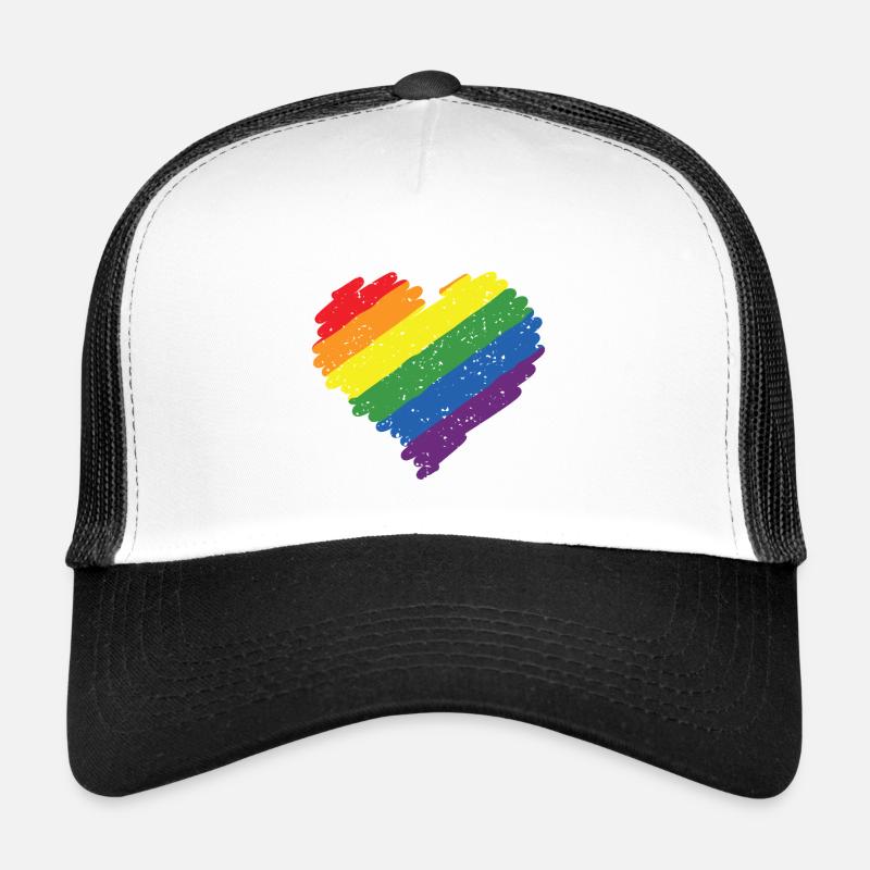 Regenbogen Herz Pride Flagge Farben LGBTQ+ Grunge Trucker Cap