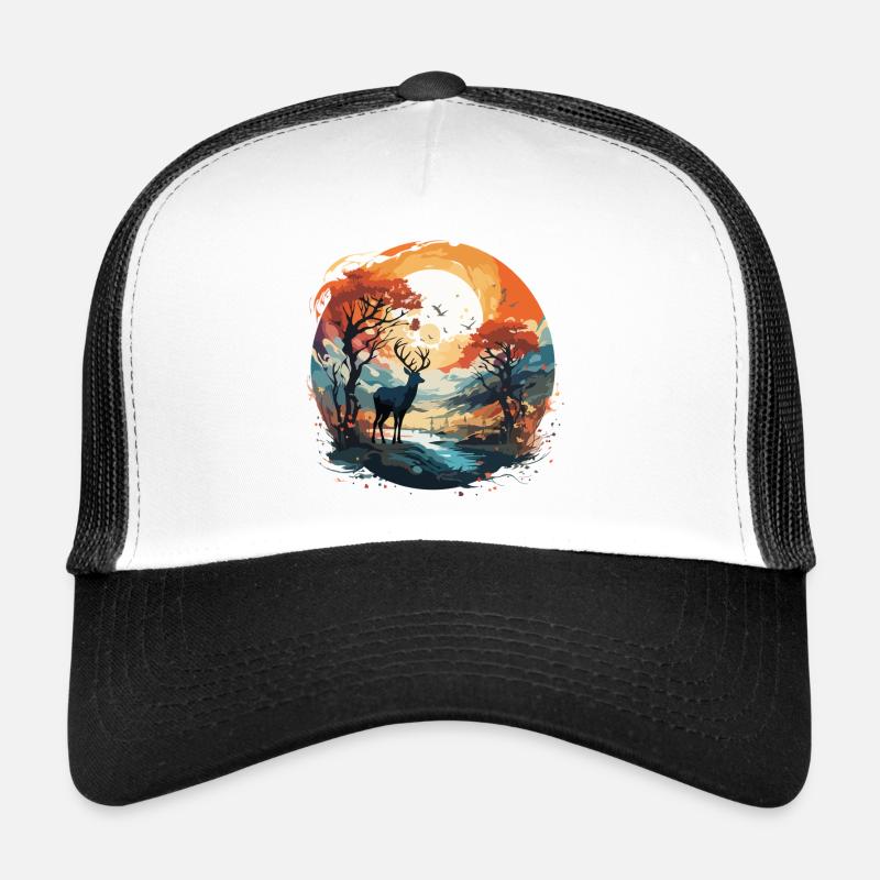 Cerf dans le cercle d’automne Casquette trucker 