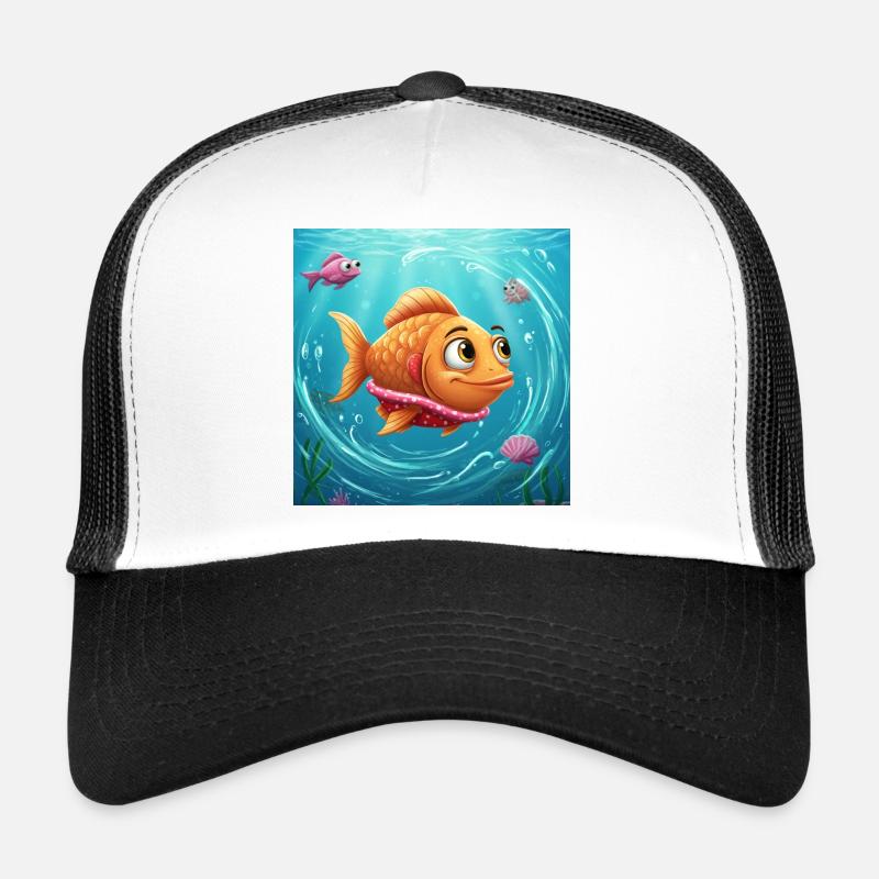 Poisson rouge ludique dans une eau colorée Casquette trucker 