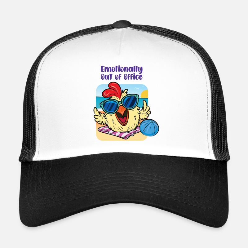 Chicken on the Beach – Mentally Checked Out - Trucker Cap - white/black