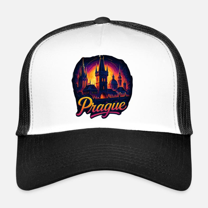 Prague Capitale République tchèque Silhouette Cadeau Casquette trucker 