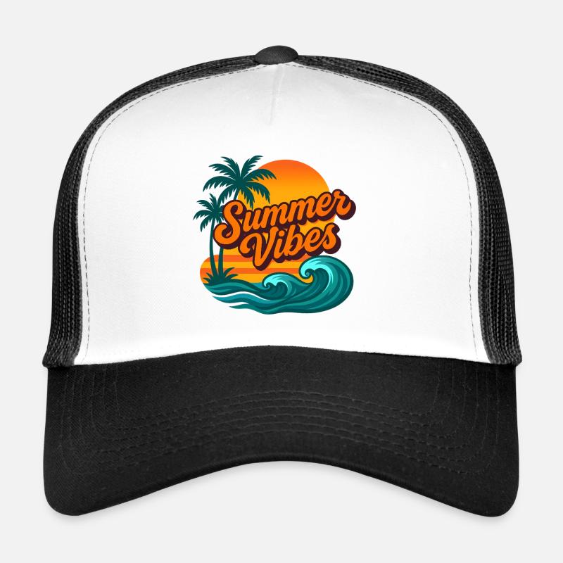 Summer Vibes Tropical Sunset - Trucker Cap - white/black