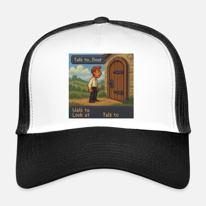 Talk to Door - Pixel Art Gaming Trucker Cap