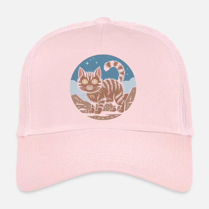 Mignon Chat Rétro Aventure Ciel Nocturne Cadeau Casquette trucker 