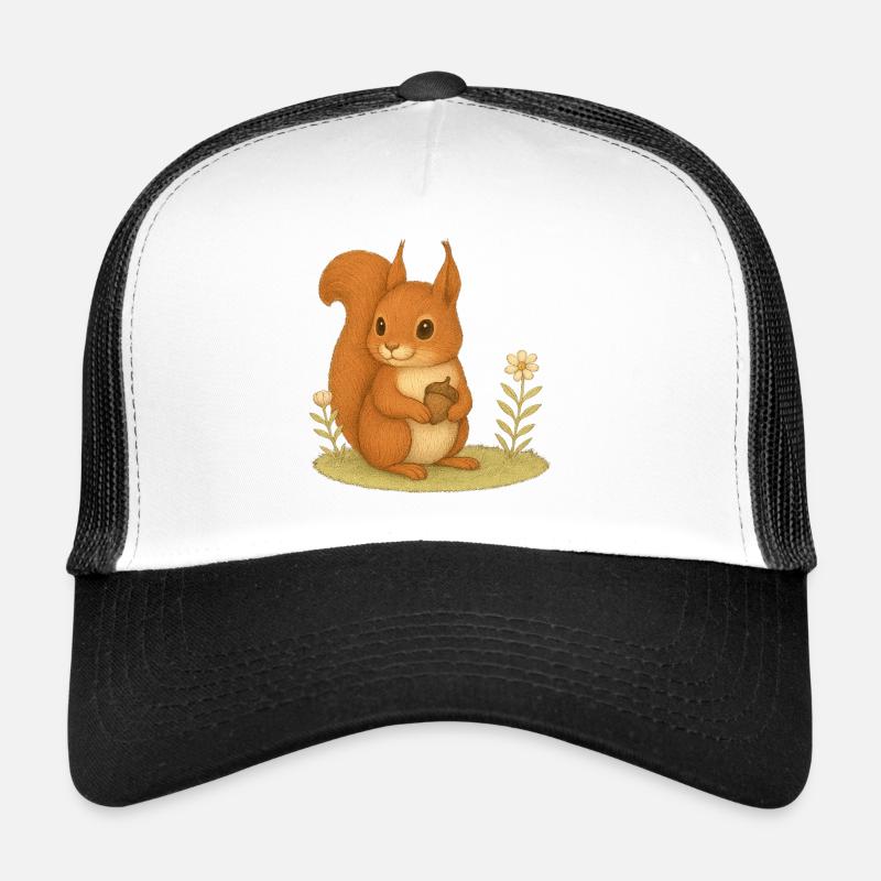 Nordischer Wald - Eichhörnchen - Trucker Cap - Weiß/Schwarz