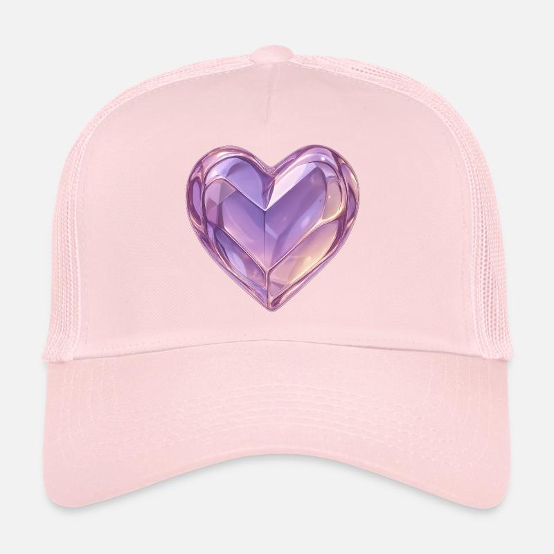 3D Glas Herz Lila Trucker Cap