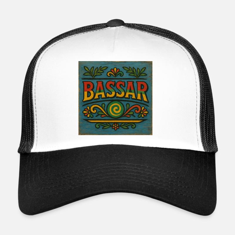Lebendiges Bassar-Folk-Muster Trucker Cap