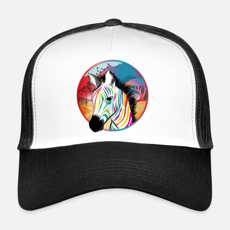 Zèbre coloré devant la savane colorée Casquette trucker 